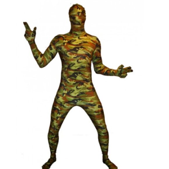 2nd Skin Camo FULL Body Suit Classic Woodland Camouflage Hunting / Halloween - Picture 1 of 1